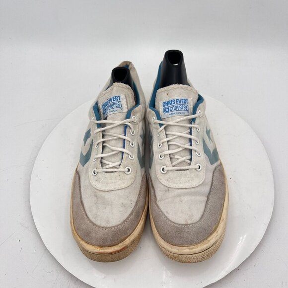 Vintage Converse One Star Chris Evert Women Size 9 White Blue Training Shoes - Picture 2 of 16
